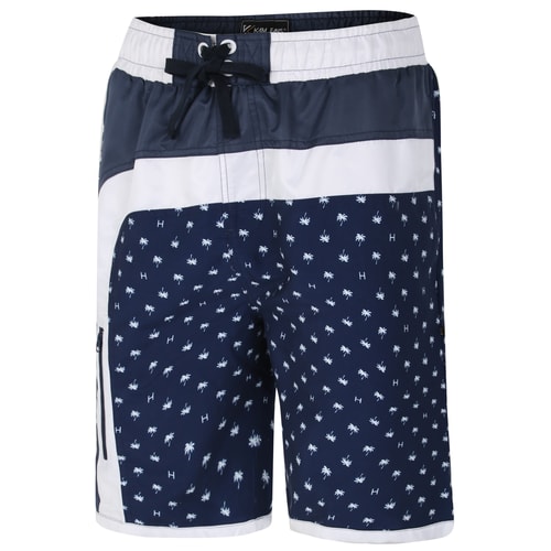KAM Palm Print Boardshorts Navy